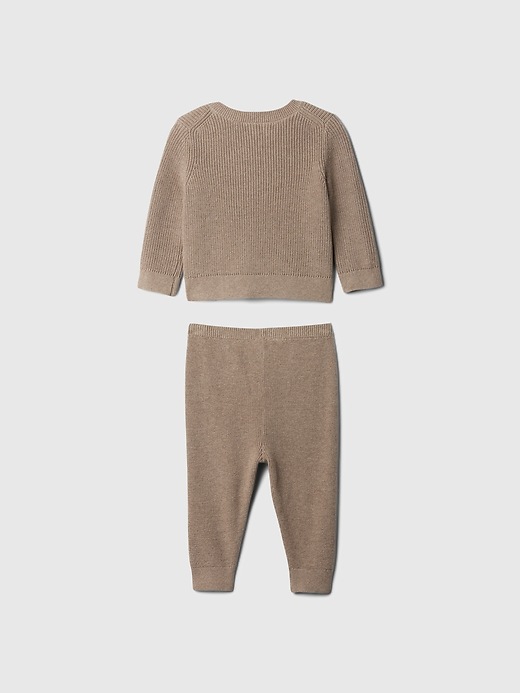 Baby Print Ribbed Sweater Two-Piece Outfit Set