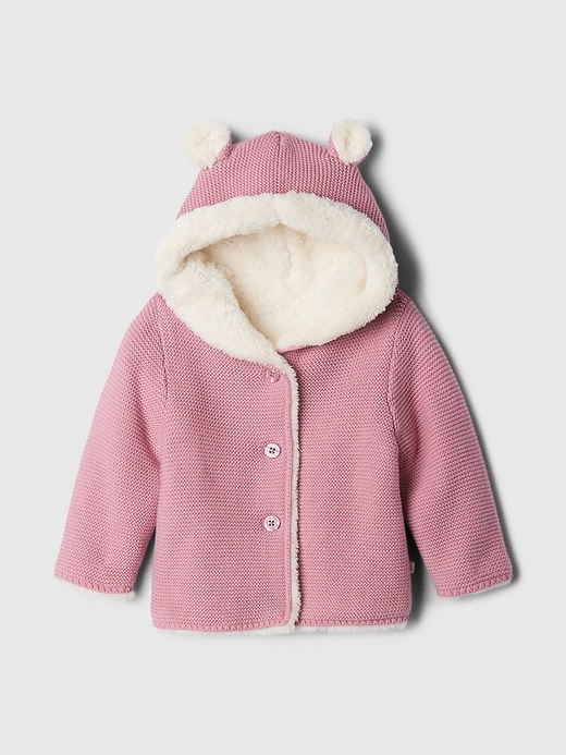 Image number 1 showing, Baby Sherpa-Lined Garter Sweater