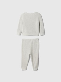 Baby Print Ribbed Sweater Two-Piece Outfit Set