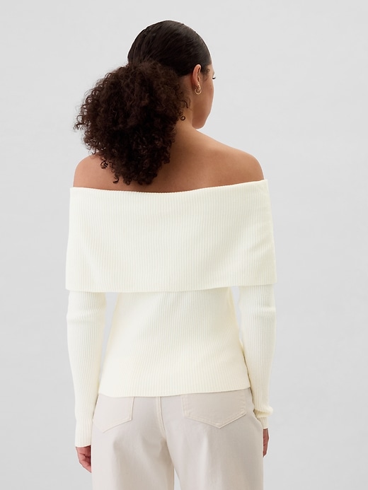 Image number 2 showing, CashSoft Ribbed Off-Shoulder Sweater Top