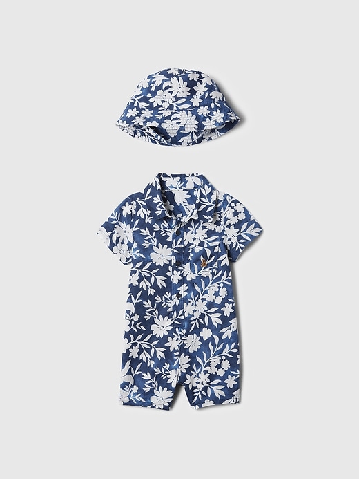 Image number 1 showing, Baby Romper Two-Piece Outfit Set