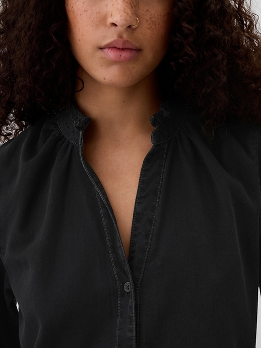 Image number 3 showing, Relaxed Denim Splitneck Mini Dress