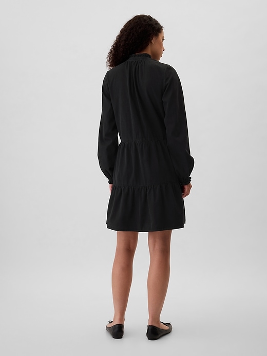 Image number 2 showing, Relaxed Denim Splitneck Mini Dress
