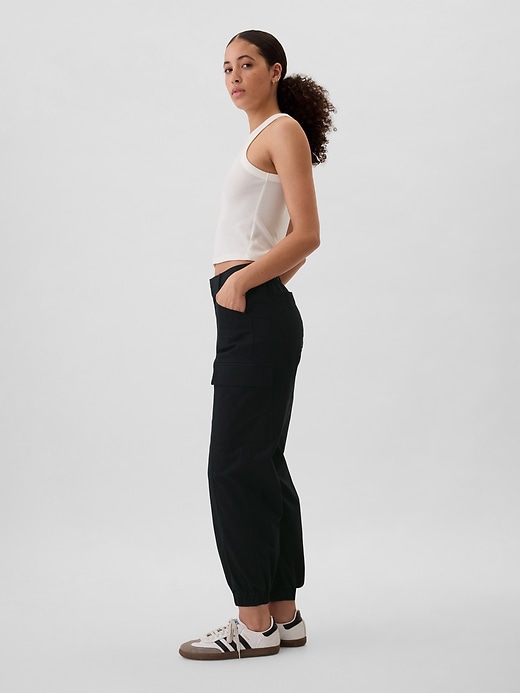 Image number 3 showing, Mid Rise Downtown Khaki Cargo Joggers