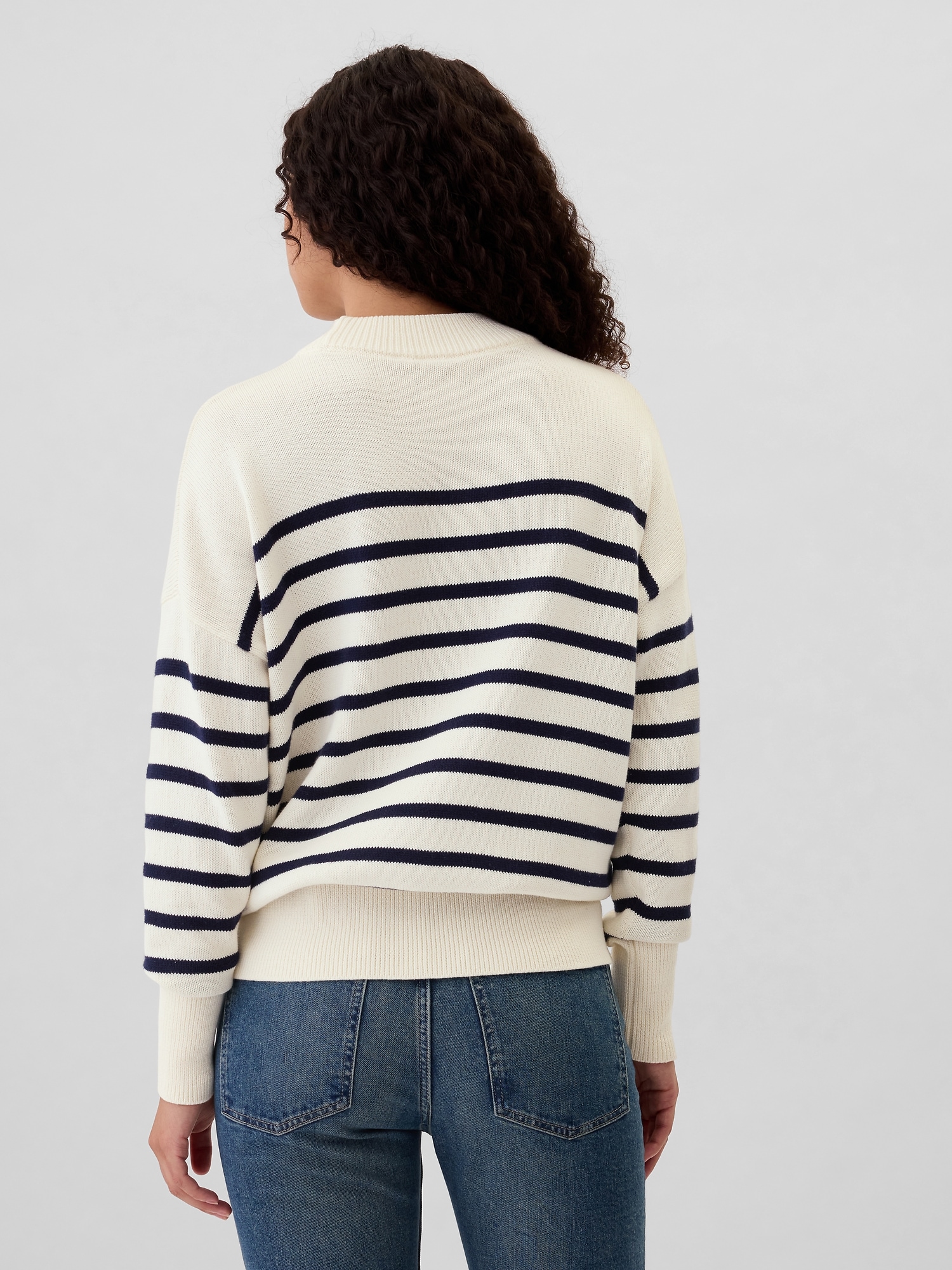Oversized Stripe High Neck Crewneck Sweater | Gap Factory
