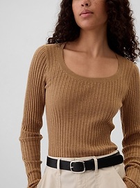 CashSoft Ribbed Scoopneck Sweater