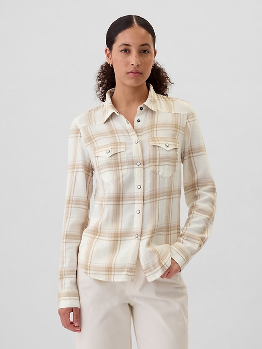 Image number 1 showing, Plaid Flannel Western Shirt