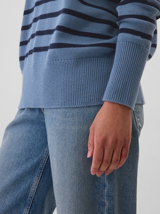 Image number 4 showing, Oversized Stripe High Neck Crewneck Sweater