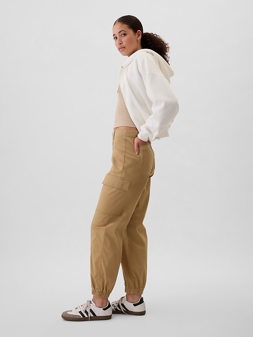 Image number 3 showing, Mid Rise Downtown Khaki Cargo Joggers