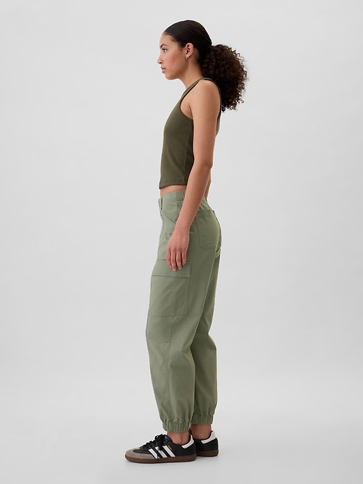 Image number 3 showing, Mid Rise Downtown Khaki Cargo Joggers
