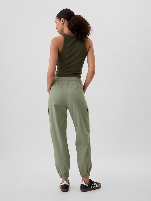 Image number 4 showing, Mid Rise Downtown Khaki Cargo Joggers
