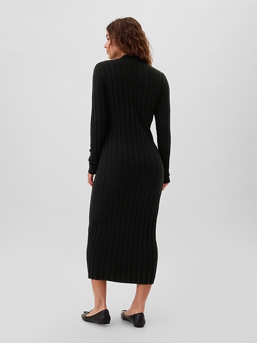 Image number 2 showing, CashSoft Ribbed Mockneck Sweater Midi Dress