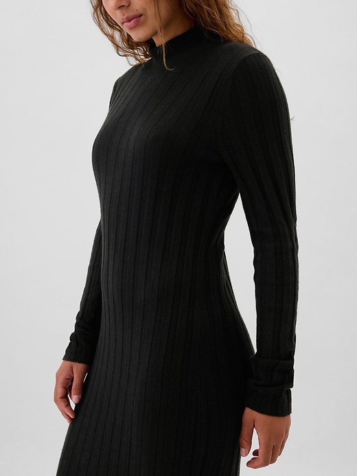 Image number 3 showing, CashSoft Ribbed Mockneck Sweater Midi Dress