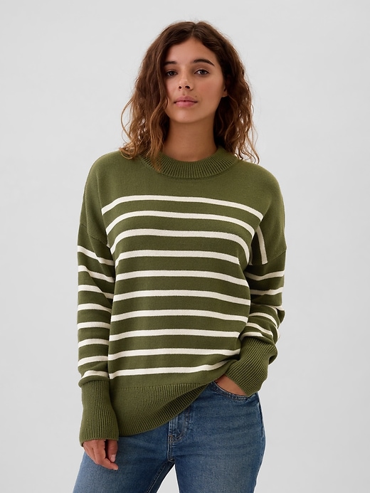 Image number 1 showing, Oversized Stripe High Neck Crewneck Sweater