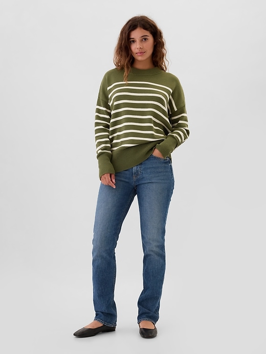 Image number 3 showing, Oversized Stripe High Neck Crewneck Sweater