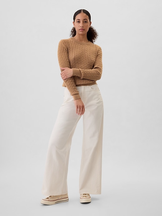 Image number 3 showing, CashSoft Cable-Knit Crewneck Sweater