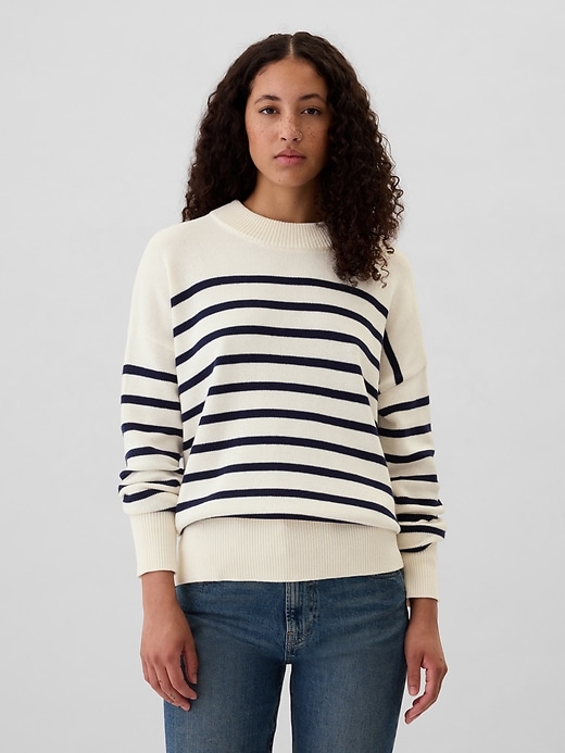 Oversized Stripe High Neck Crewneck Sweater | Gap Factory