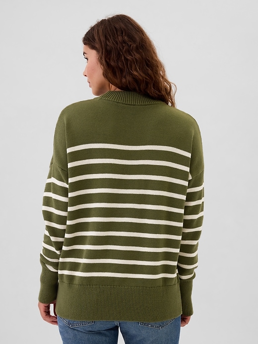 Image number 2 showing, Oversized Stripe High Neck Crewneck Sweater