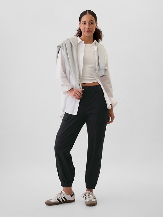 Image number 1 showing, Mid Rise Downtown Khaki Cargo Joggers