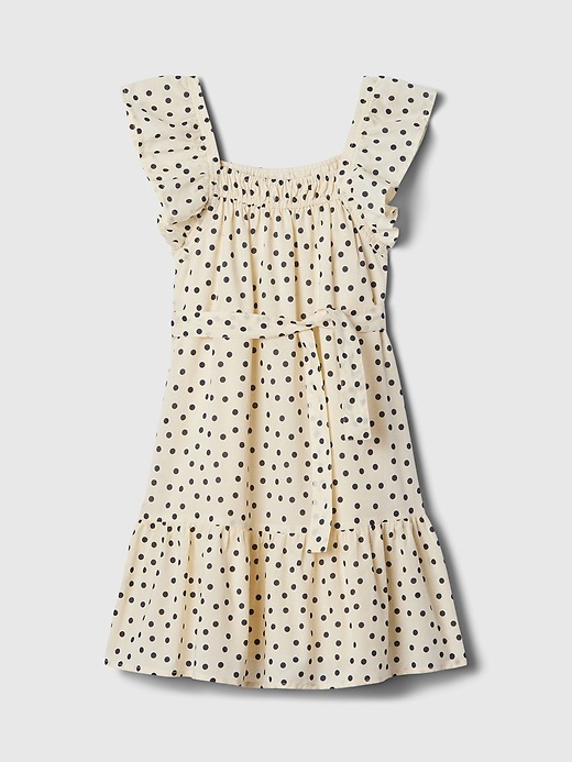 1 of 8 showing, with the color black white dot of product Kids Squareneck Flutter Sleeve Dress