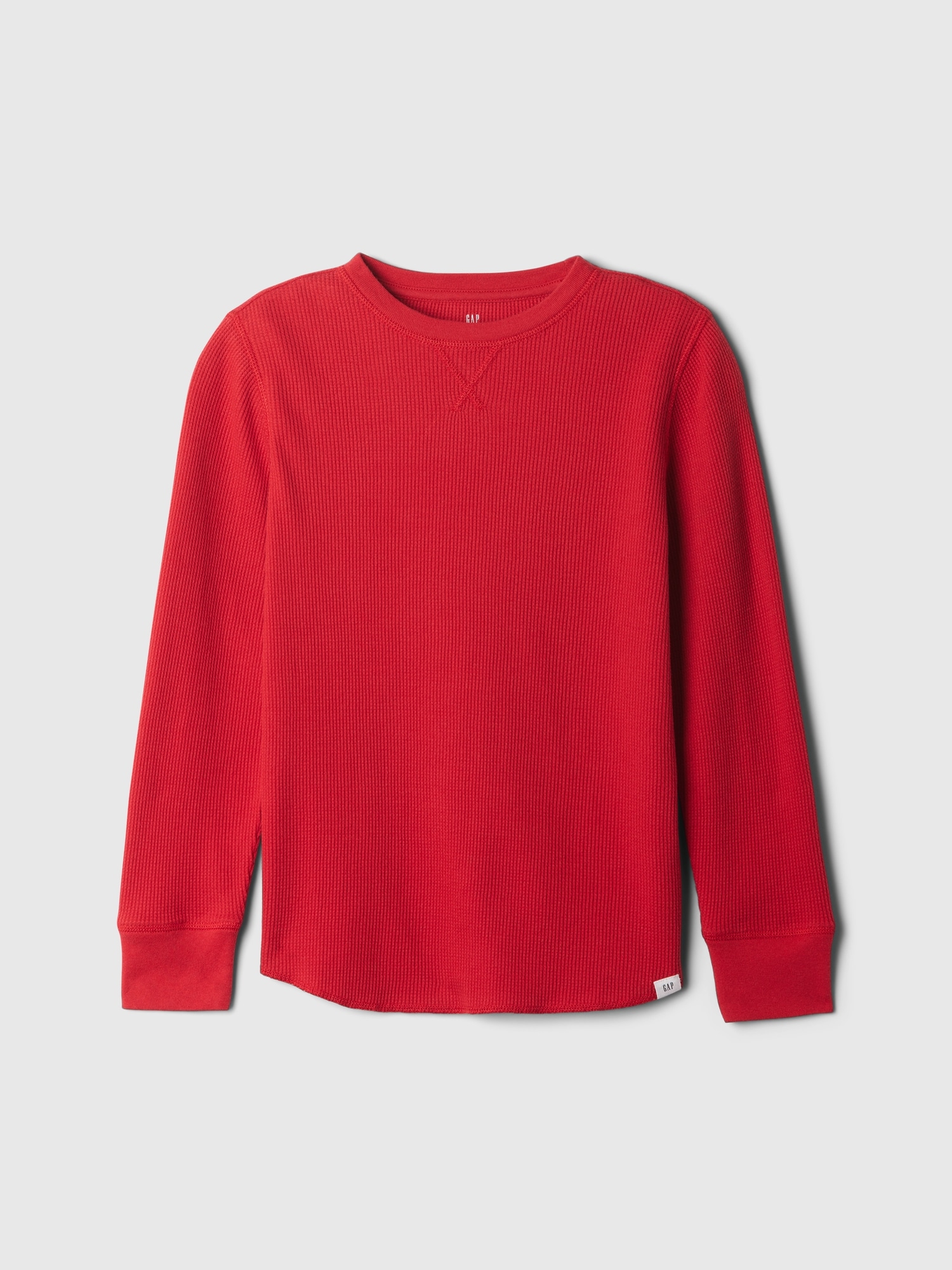 Kids Waffle-Knit Crewneck T-Shirt - Modern Red
