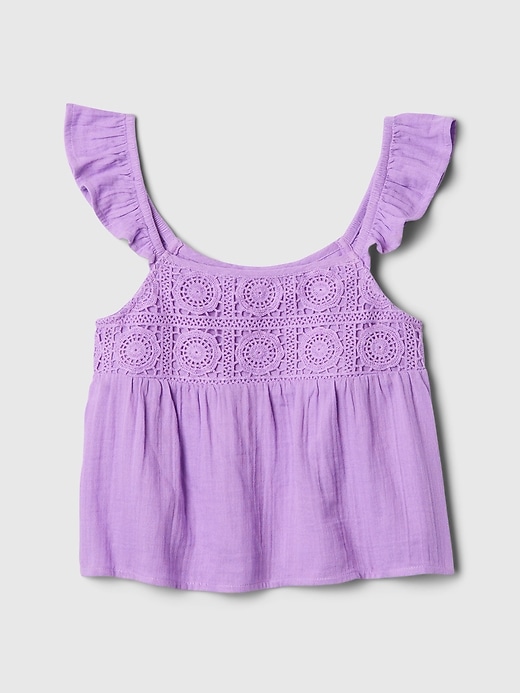 Image number 1 showing, Kids Gauze Crochet Top