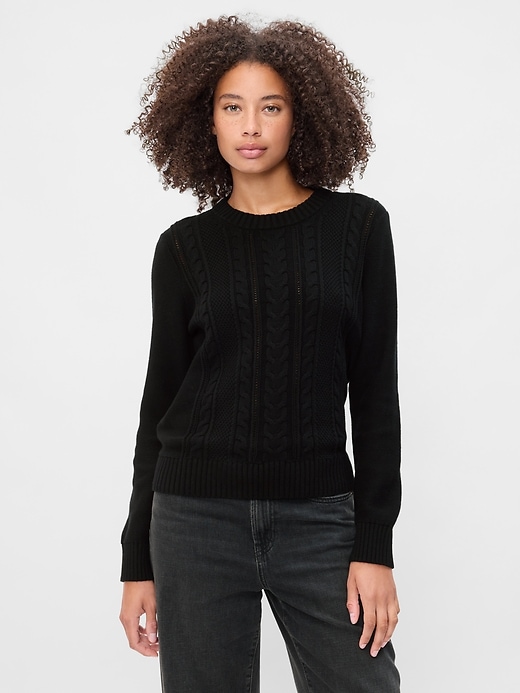 Image number 1 showing, Cable-Knit Crewneck Sweater