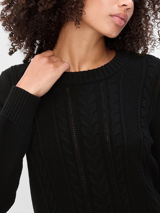 Image number 4 showing, Cable-Knit Crewneck Sweater