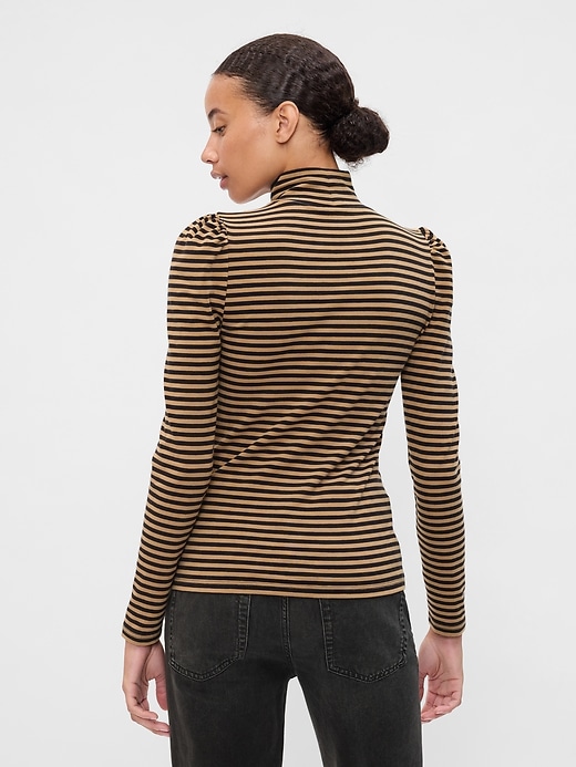 Image number 2 showing, Stripe Turtleneck Puff Sleeve T-Shirt