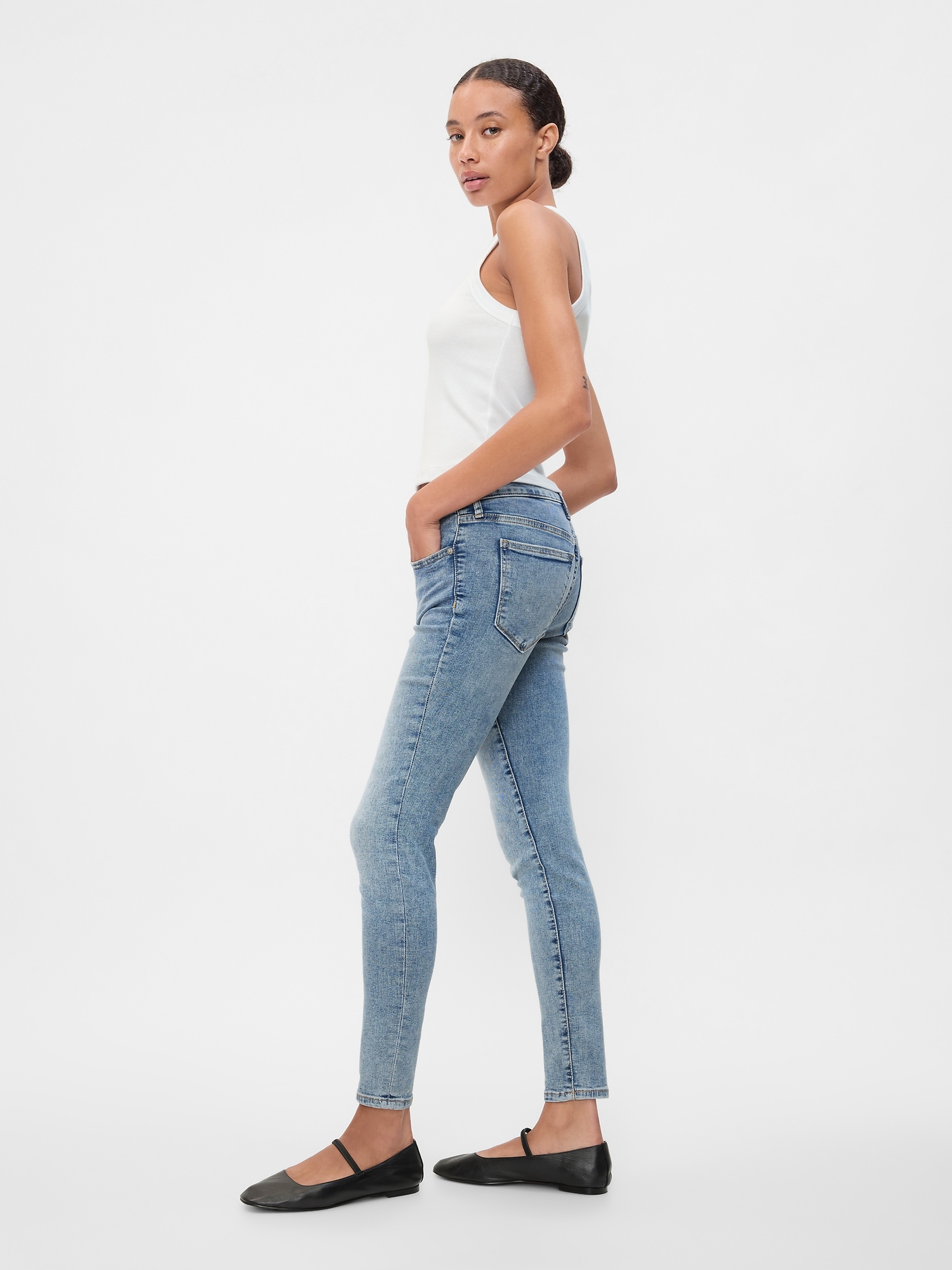 Gap Factory Mid Rise Universal Skinny Jeans In Black