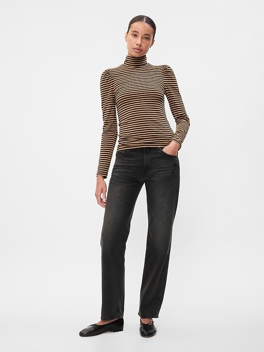 Image number 3 showing, Stripe Turtleneck Puff Sleeve T-Shirt