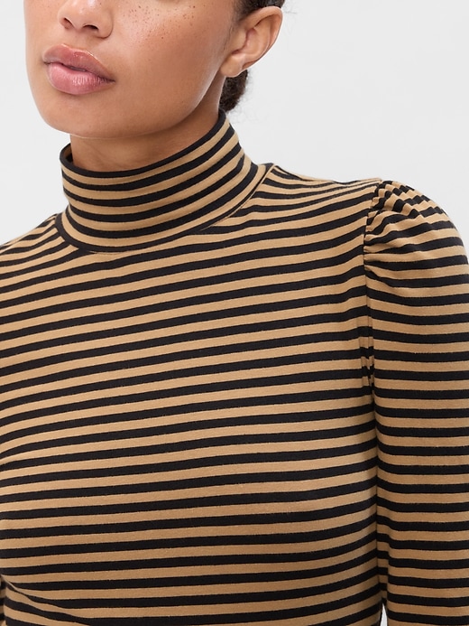 Image number 4 showing, Stripe Turtleneck Puff Sleeve T-Shirt