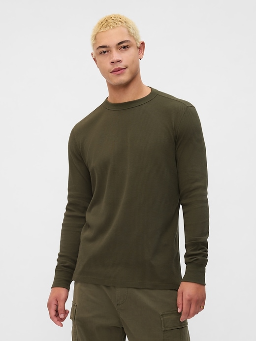 Image number 1 showing, Waffle-Knit Crewneck T-Shirt
