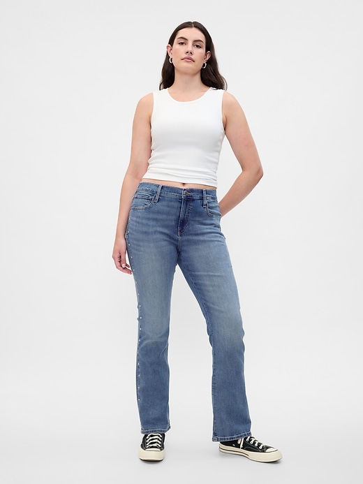 Image number 5 showing, Mid Rise Universal Studded Baby Boot Jeans