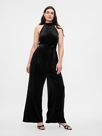 Recycled Velvet Wide-Leg Jumpsuit