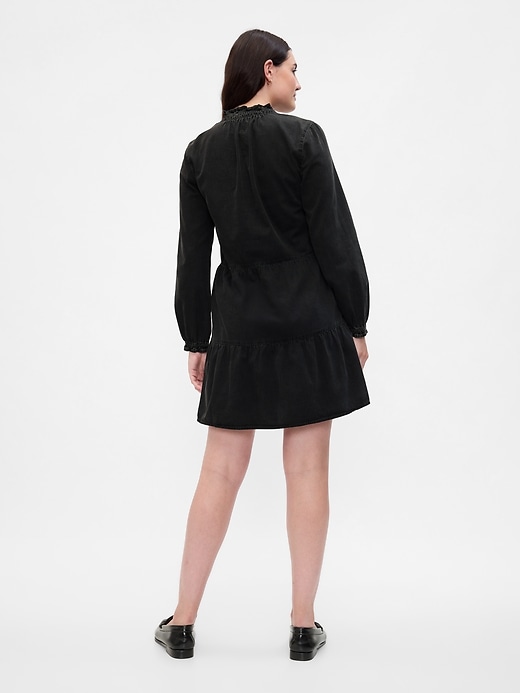 Image number 5 showing, Relaxed Denim Splitneck Mini Dress