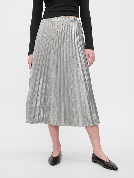 Image number 3 showing, Metallic Pleated Midi Skirt