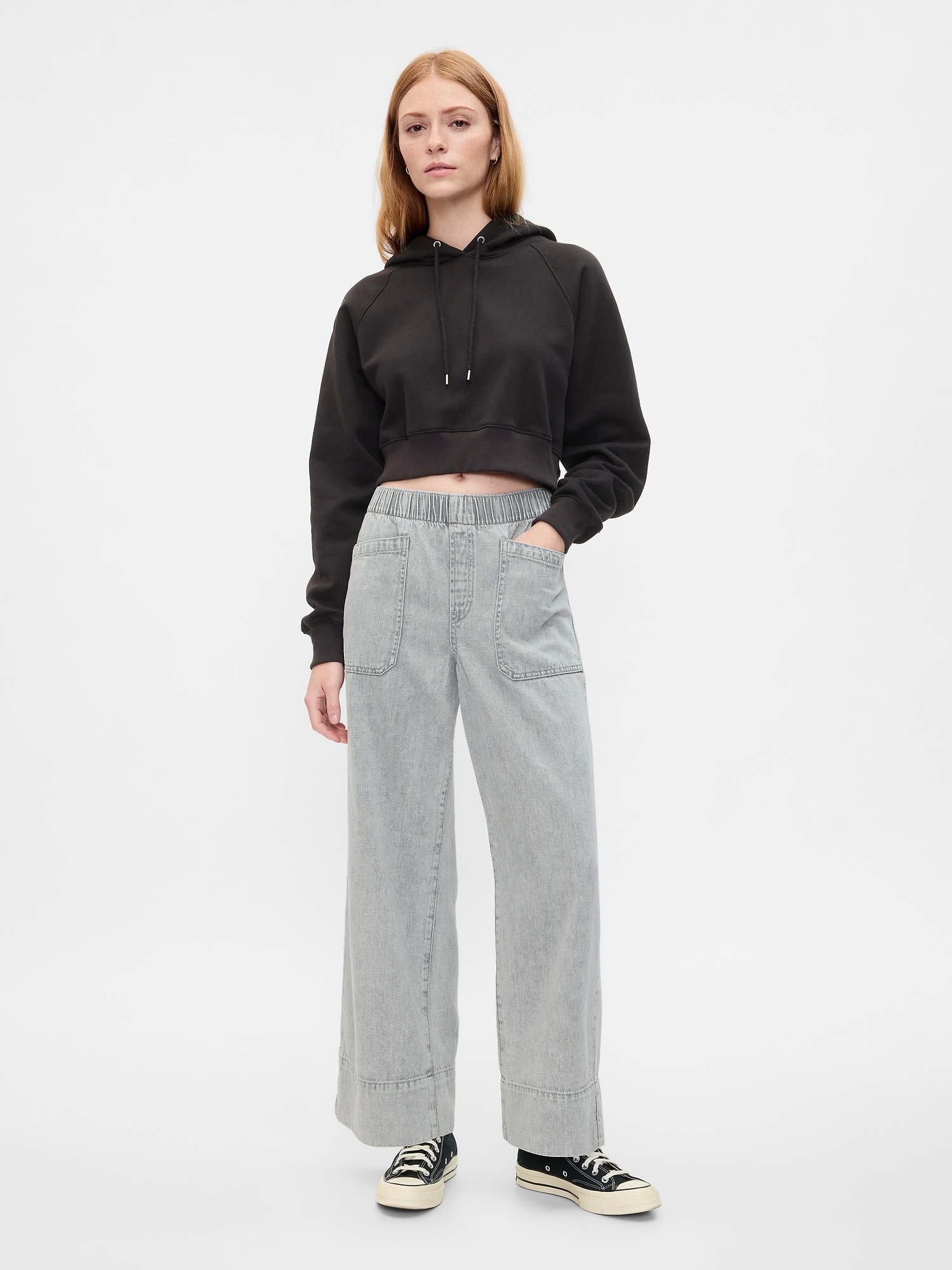 High Rise Wide-Leg Utility Pull-On Jeans | Gap Factory