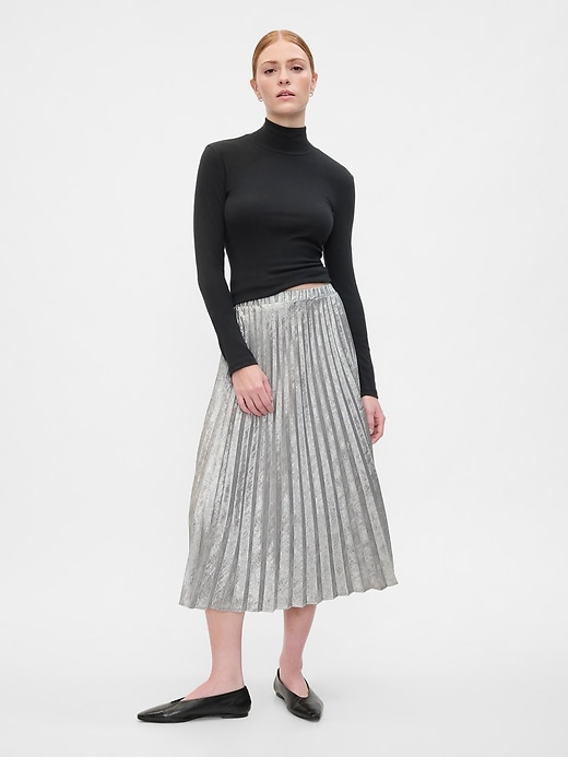 Image number 1 showing, Metallic Pleated Midi Skirt