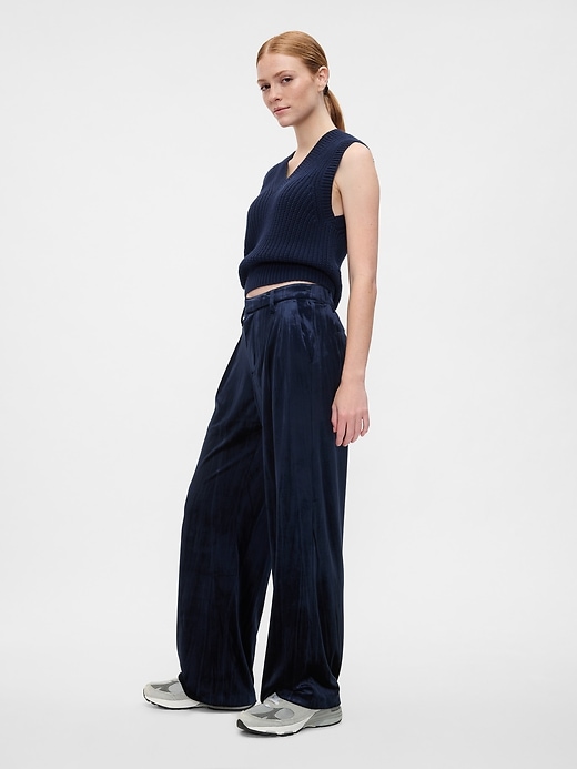 Image number 3 showing, Recycled Easy Crinkle Velvet Trousers