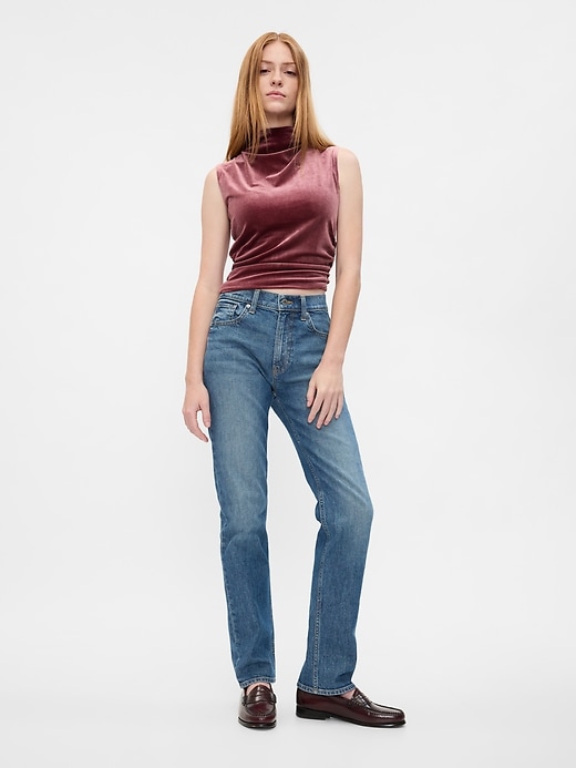 Image number 3 showing, Sleeveless Velour Mockneck Top