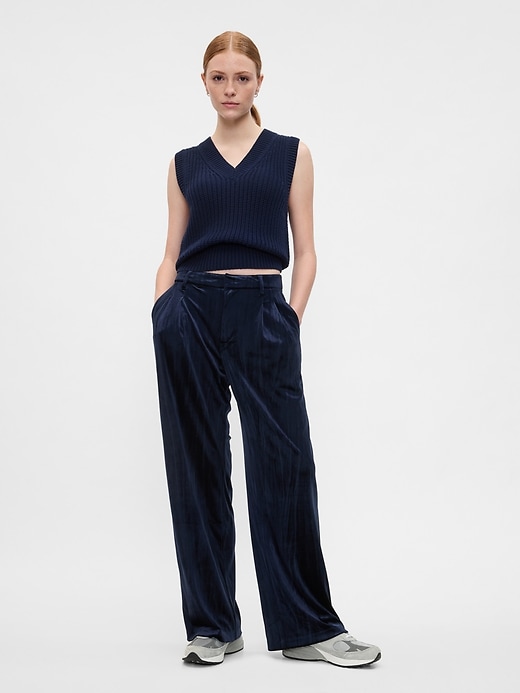 Image number 1 showing, Recycled Easy Crinkle Velvet Trousers