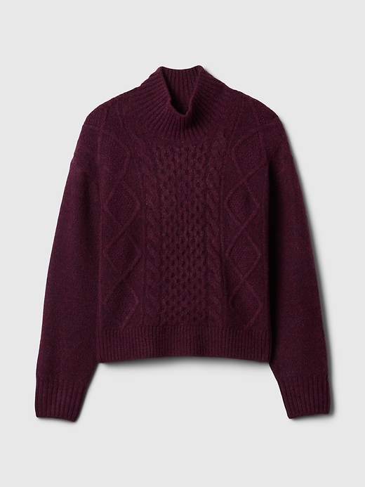 Image number 5 showing, Oversized Cable-Knit Mockneck Sweater