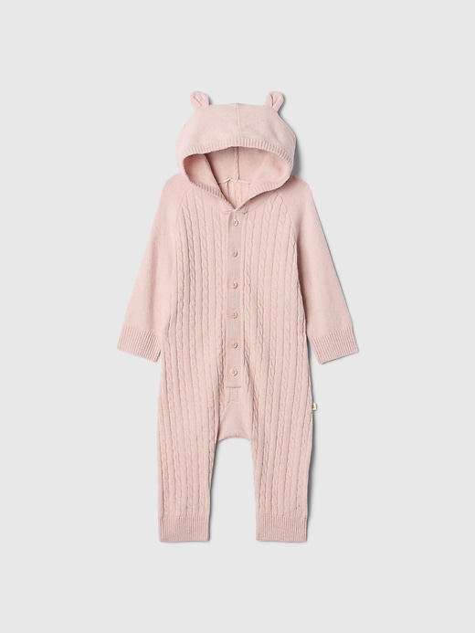 Image number 1 showing, Baby CashSoft Cable-Knit Sweater One-Piece