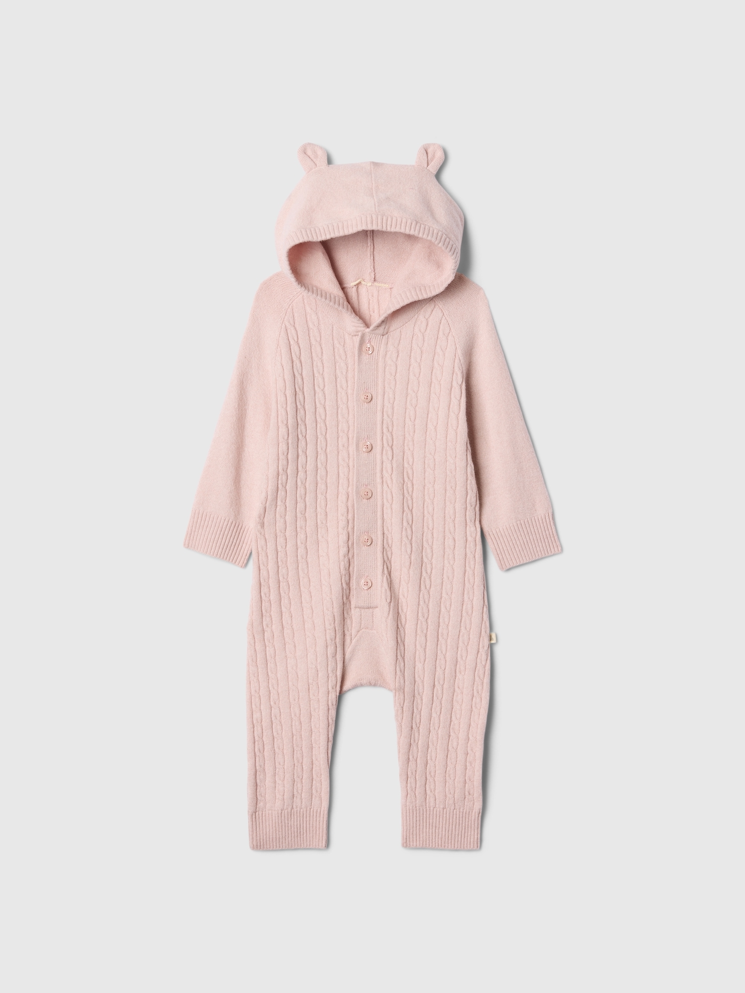 Baby CashSoft Cable-Knit Sweater One-Piece - Pink