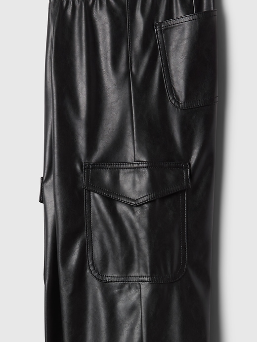 Image number 3 showing, Kids 100% Recycled Easy Vegan-Leather Wide-Leg Pull-On Pants