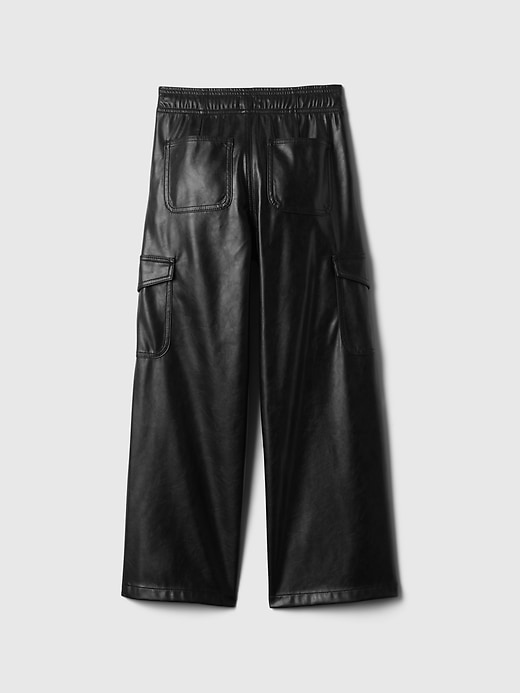 Image number 2 showing, Kids 100% Recycled Easy Vegan-Leather Wide-Leg Pull-On Pants