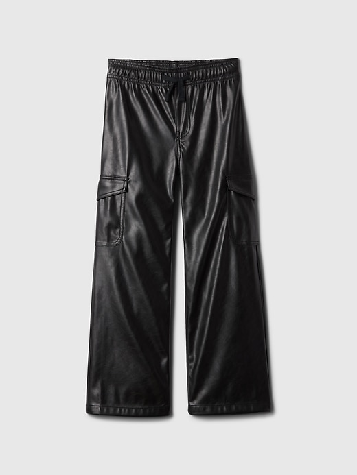 Image number 1 showing, Kids 100% Recycled Easy Vegan-Leather Wide-Leg Pull-On Pants