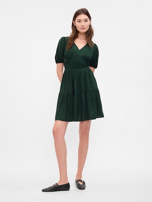 Image number 1 showing, Smocked Puff Sleeve Mini Dress