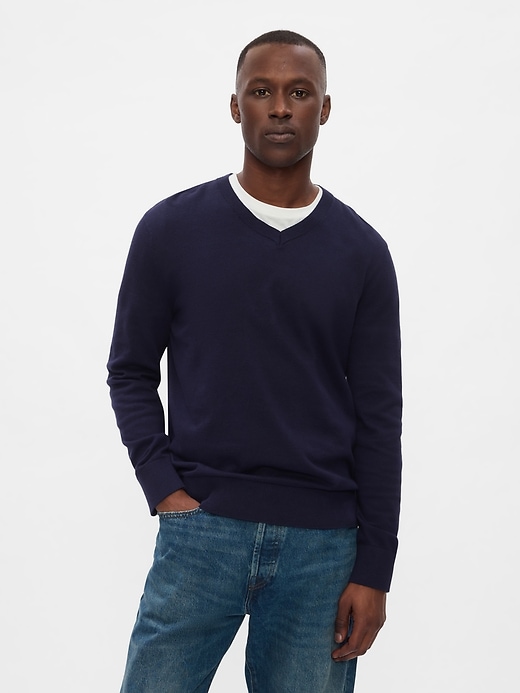 Image number 1 showing, Cotton V-Neck Sweater